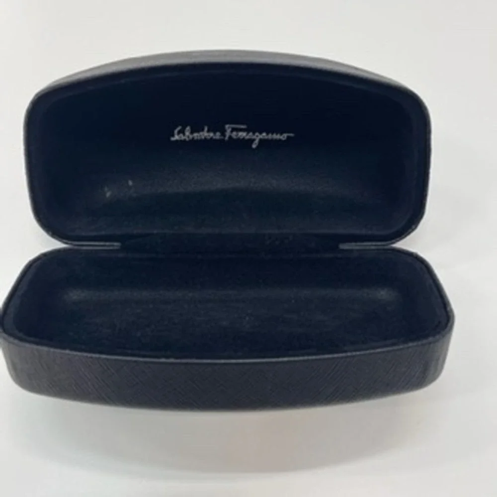 Salvatore Ferragamo Black Saffiano Leather Hard Sunglasses Eyeglasses Case‎